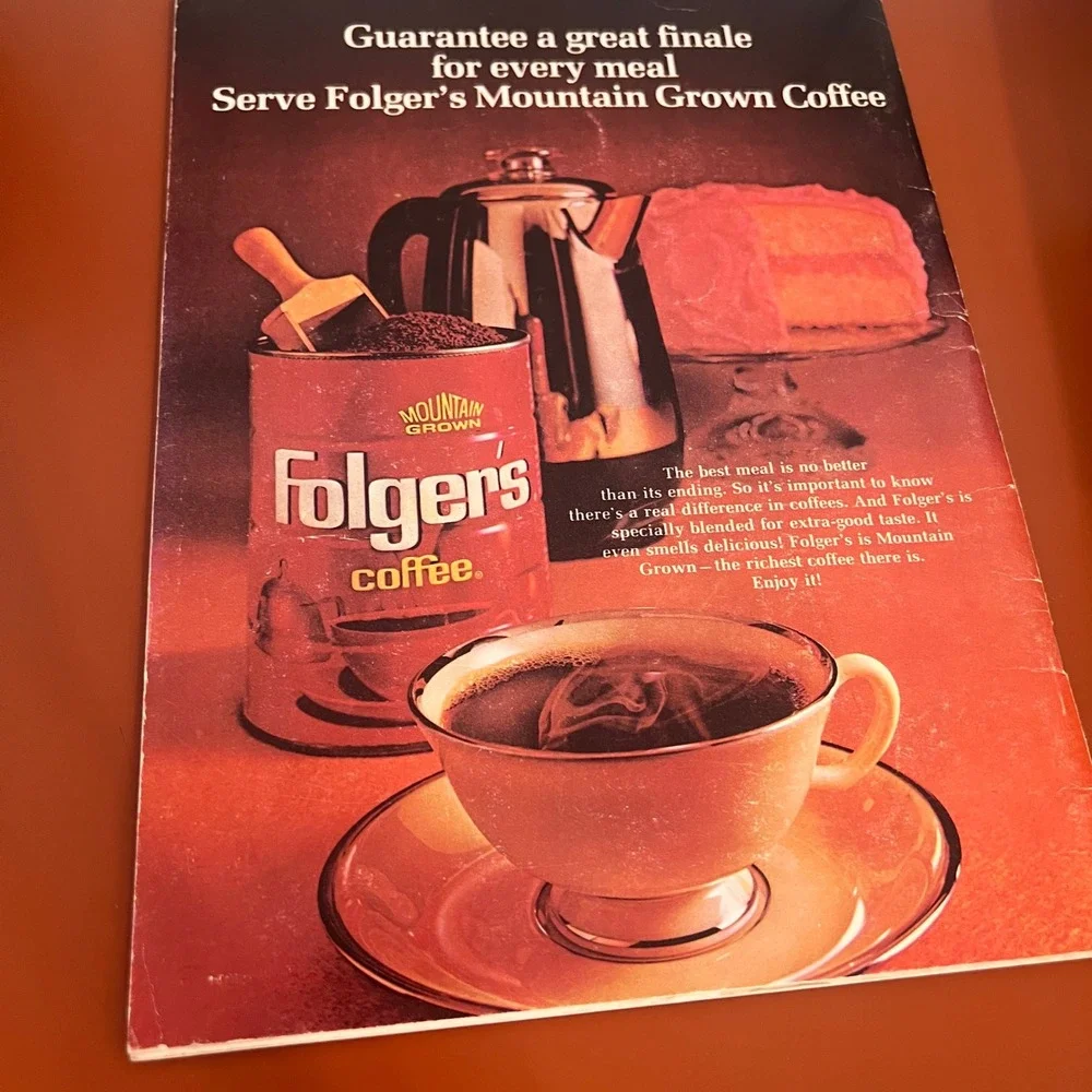 Vintage 1973 Mrs Olsons Get-Together Recipes Folgers Coffee Cookbook Booklet
